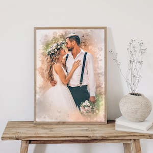 Personalized family portrait, custom watercolor painting, father-son portrait, mother-daughter portrait, painting from photo, family drawing