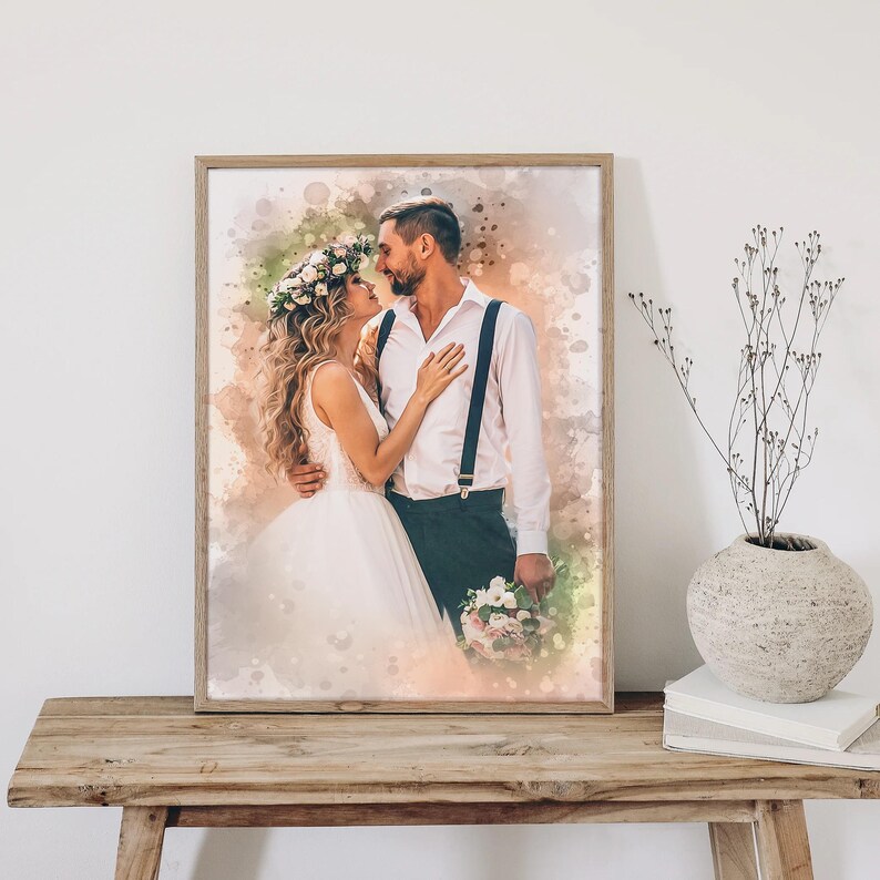 Personalized family portrait, custom watercolor painting, father-son portrait, mother-daughter portrait, painting from photo, family drawing