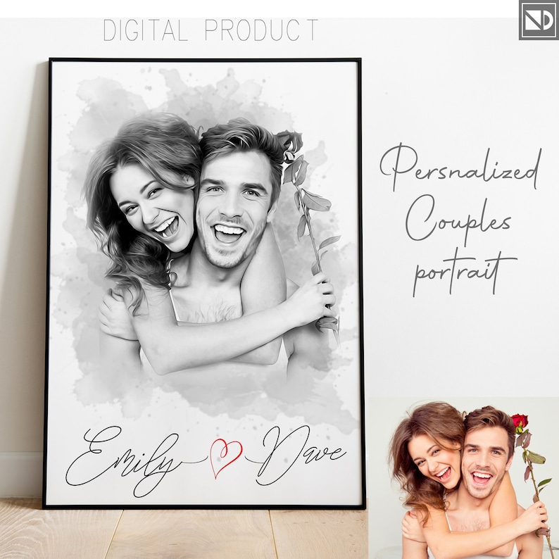 Custom Sketch From Photo, Charcoal sketch, pencil sketch from photo, couple portrait drawing, personalized minimalist sketch, Vintage sketch
