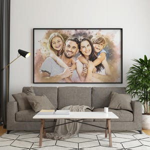 Personalized family portrait, custom watercolor painting, father-son portrait, mother-daughter portrait, painting from photo, family drawing