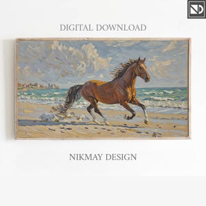 Samsung frame TV art landscape, frame TV art horses,frame TV art mothers day, frame tv art summer,frame tv art wildlife, horse on beach