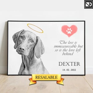Marco conmemorativo para mascotas, impresiones de pérdida de perros, retrato de mascota personalizado a partir de una foto, marcos conmemorativos para mascotas, regalo conmemorativo para mascotas, marco de pérdida de perro, regalo de pérdida de perro