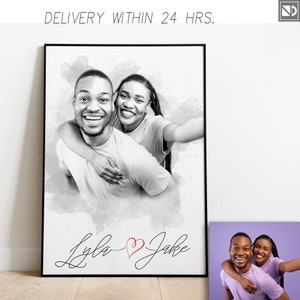 Custom Sketch From Photo, Charcoal sketch, pencil sketch from photo, couple portrait drawing, personalized minimalist sketch, Vintage sketch