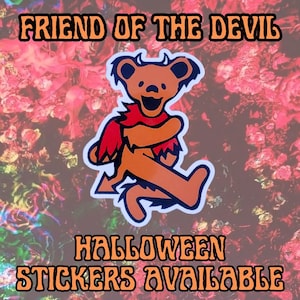 Przyjaciel diabła tańczącego niedźwiedzia - naklejka na Halloween Grateful Dead