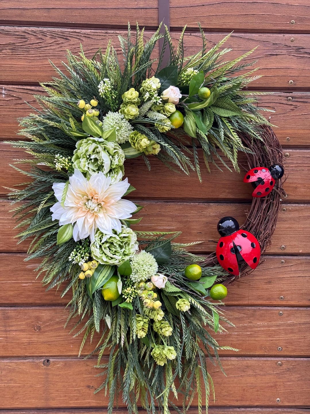 High-end XL Wreath With Ladybugs or Butterflies. Dahlias, Roses in ...