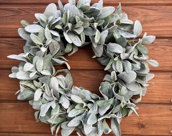 Bestselling Year round lamb’s ear wreath. Farmhouse wreath for front door. Mini wreath. Large lamb’s ear wreath. Holiday wreath