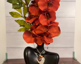 Aries gift. Artificial floral arrangement. Ceramic centerpiece with faux silk orchid. Faux Floral arrangement for home decor. Fall decor.