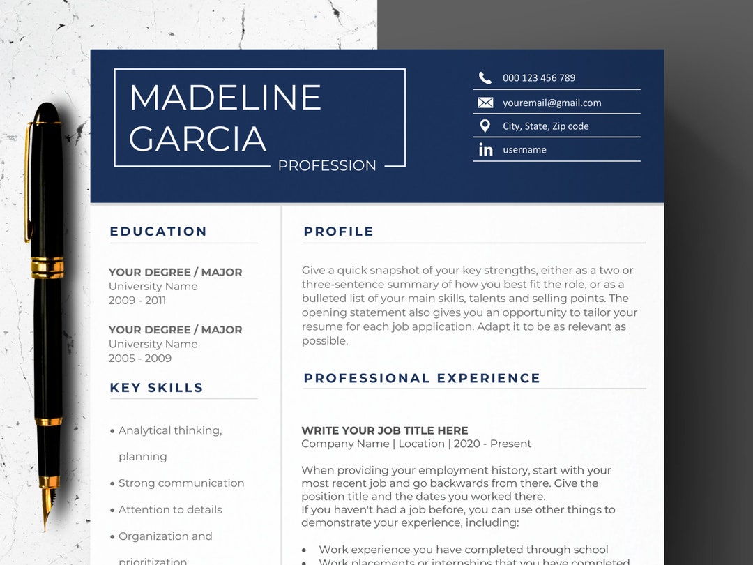 Modern Resume Template, Professional Executive CV Template 2022 With ...