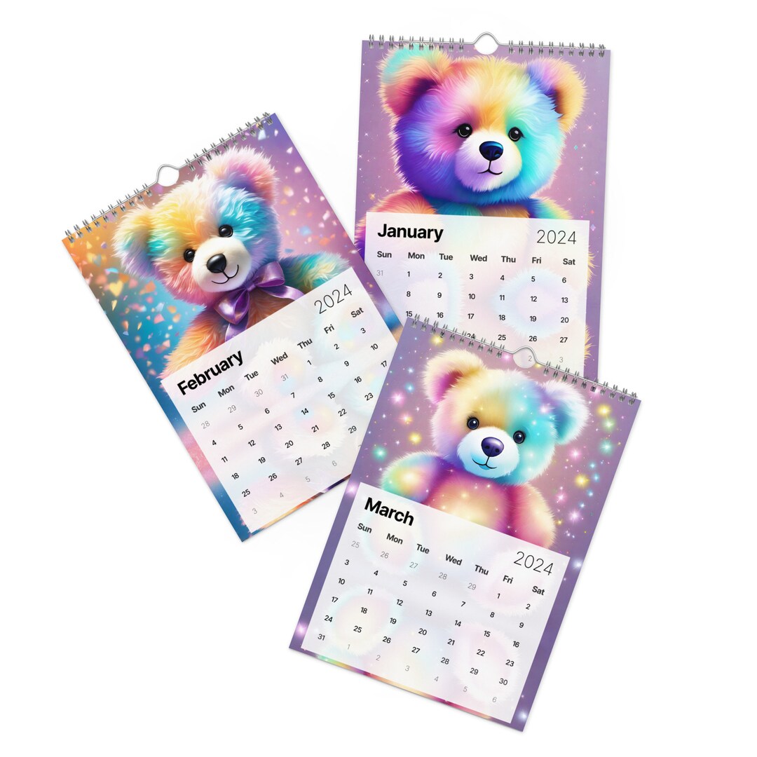 Teddy Bear Wall Calendar 2025 Print on Demand Etsy
