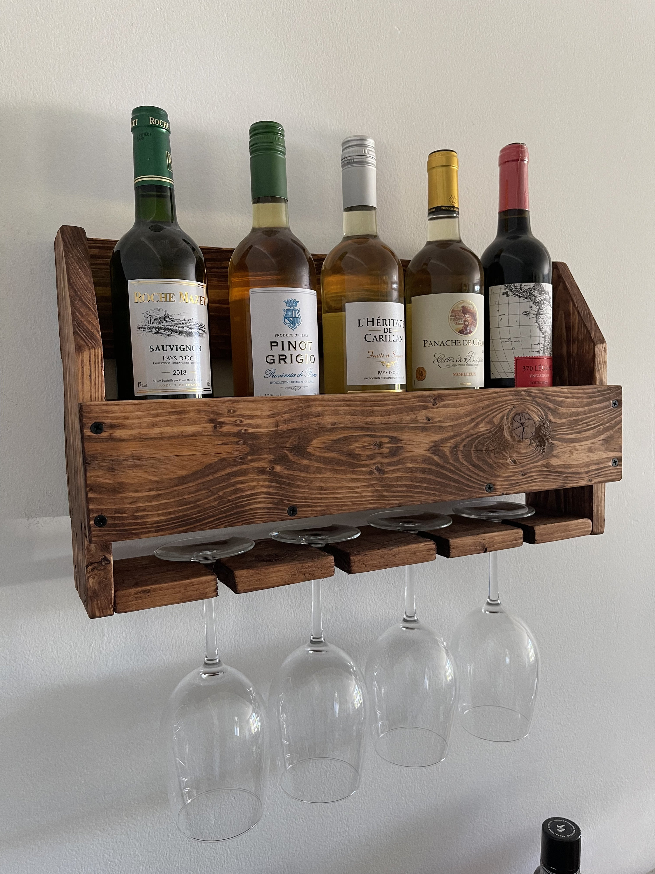 Wall Mounted Reclaimed Wood Rustic Wine Rack Home Decor holds Etsy