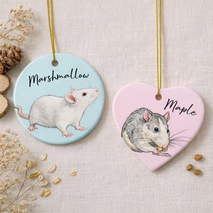 Custom Rat Ornament – Personalized Pet Keepsake – Rat Lover Gift, Ceramic Pet Memorial