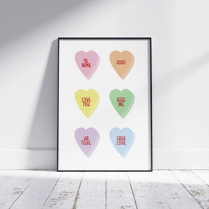 Candy Heart Art Digital Download | Digital Download | Printable Decor | Valentine's Day Gift