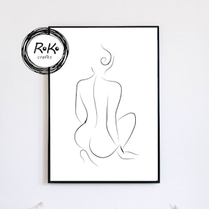 Woman Line Drawing, Fashion Sketch Print, Fashion Wall Art, Female Body Drawing, Female Line Art, Feminine Poster, Fashion Illustration