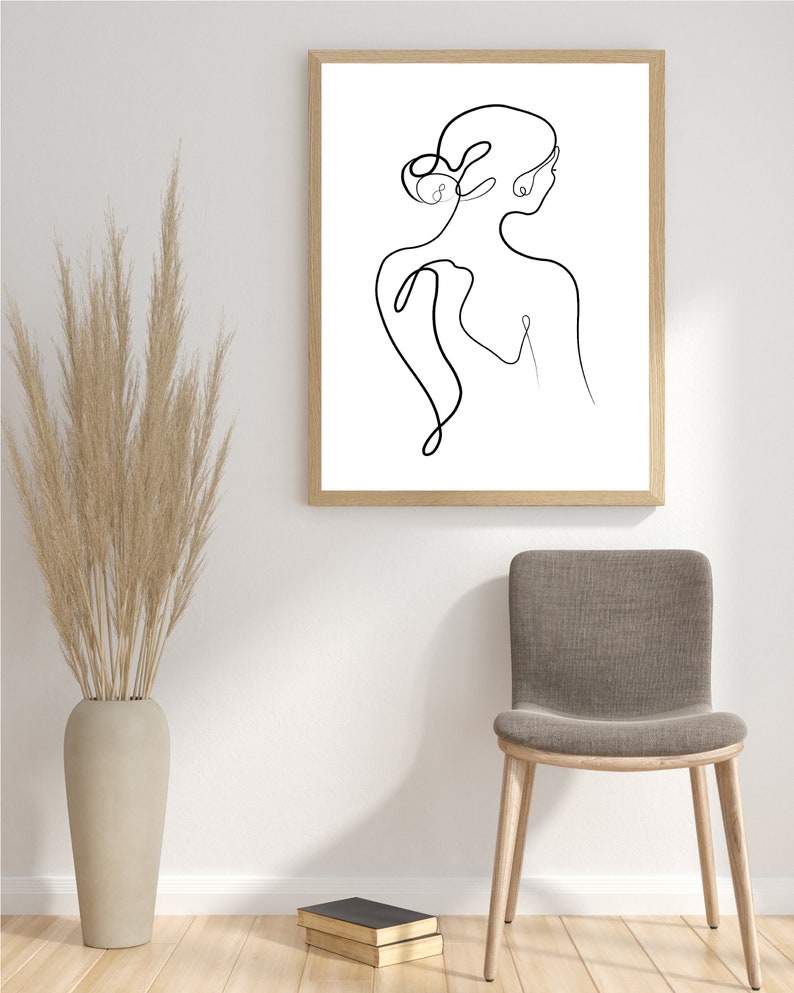 Female Body Drawing, Female Line Art, Modern Line Drawing, Nude Line
