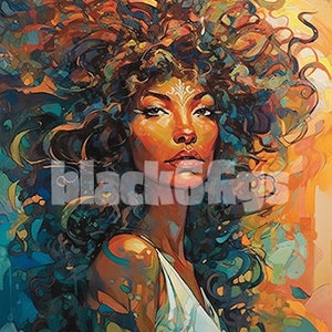 Black Goddess Digital Artwork Chromolithographic Print