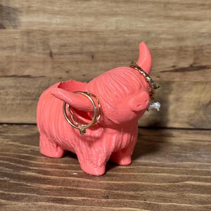 Ring Holder Highland Cow – 3D Printed Earring Stand & Jewelry Organizer Gift