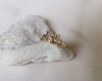 Lotus Flower Ring // Bohemian brass Lotus ring / stacking ring / tropical hippie jewelry / gifts for her