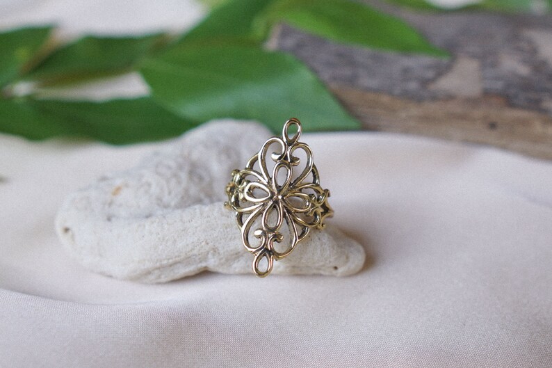 bohemian brass mandala ring