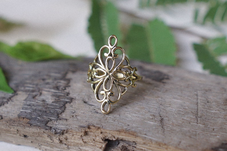 bohemian brass mandala ring