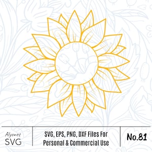 Sunflower SVG, Sunflower Monogram SVG, Flower Svg, Monogram Svg, Half Sunflower Svg, Sunflower Svg Files, Cut file Cricut, Silhouette, Cameo