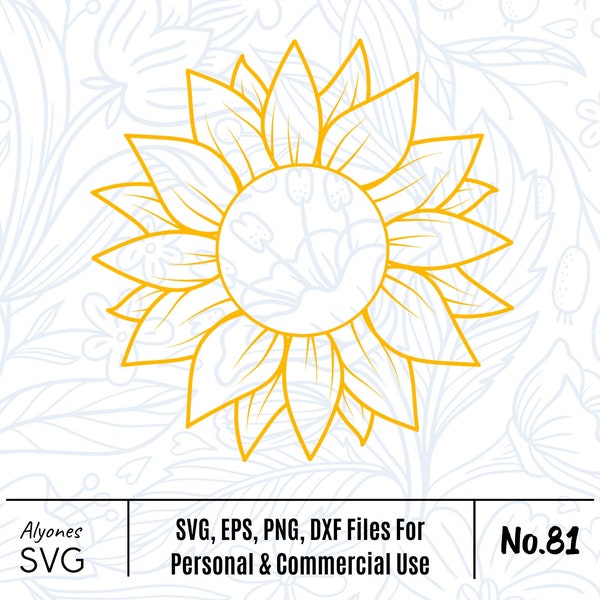 Sunflower SVG, Sunflower Monogram SVG, Flower Svg, Monogram Svg, Half Sunflower Svg, Sunflower Svg Files, Cut file Cricut, Silhouette, Cameo