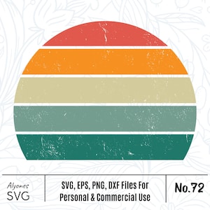Retro Vintage Sunset SVG Bundle - 70s Sunset Rugged Grunge Distressed SVG
