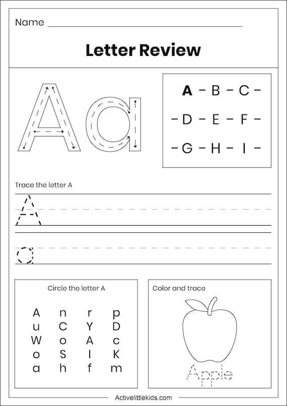 Letter Review Worksheets. Alphabet Worksheets. Distance Etsy