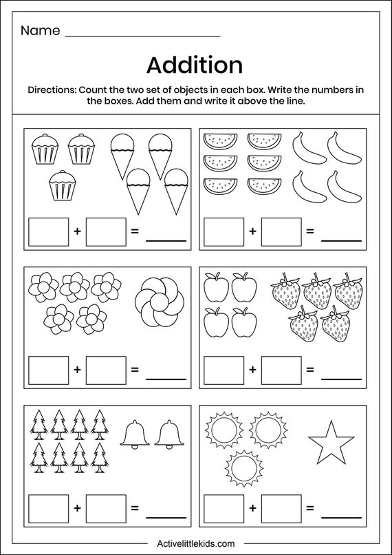 Math worksheets for kindergarten