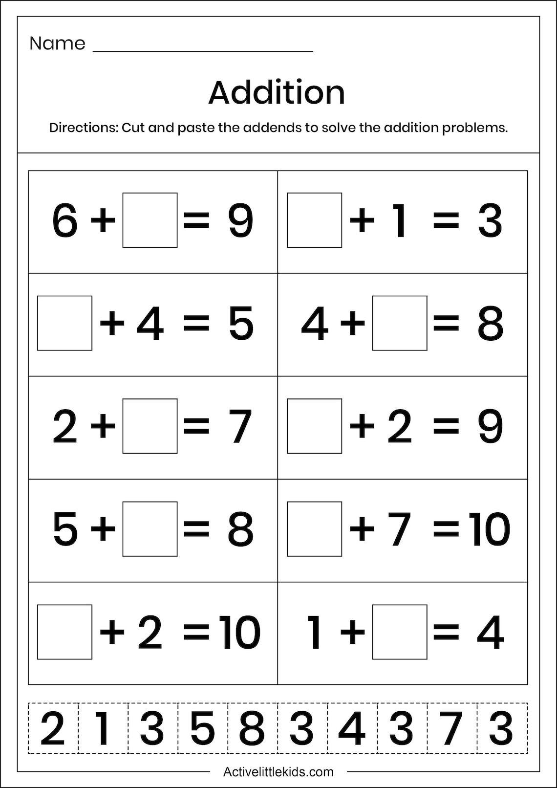Kindergarten Math Worksheets. Addition Worksheets. Distance Etsy