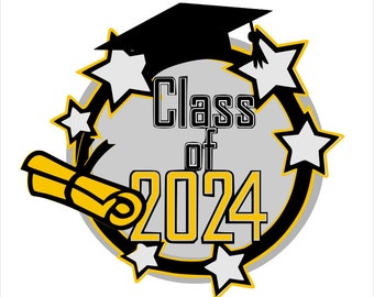 Graduation 2023, 2024 cake topper and decorations svg bundle . card, bunting, cricut