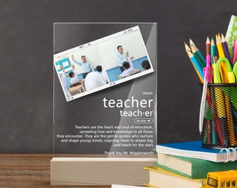 Teacher Definition with Photos Personalised Acrylic Sign and Stand Gift for Teacher, Personalized Teacher Gift, Teacher Appreciation Gift