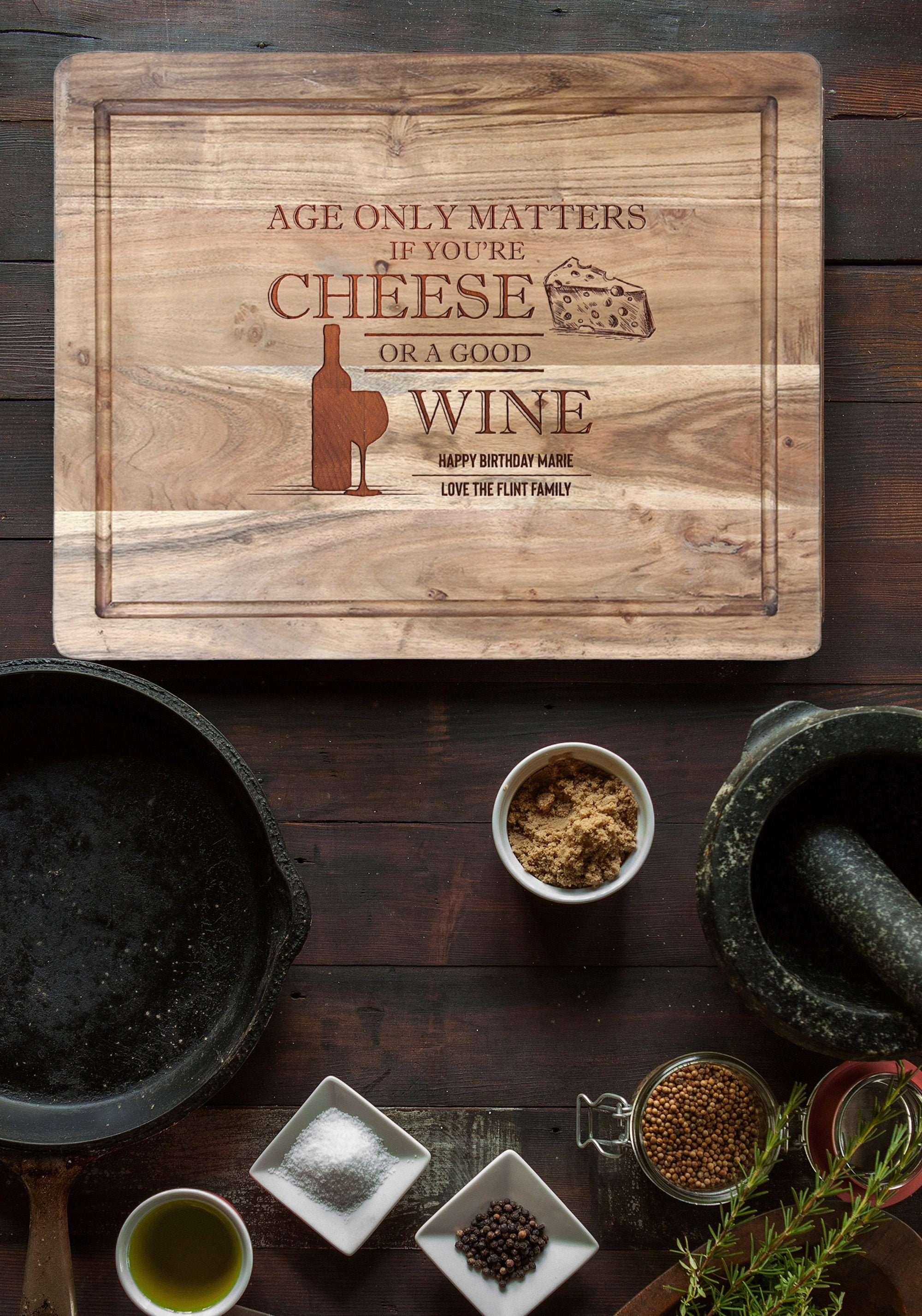 Personalised Wooden Engraved Steak Chopping Board Fathers Etsy