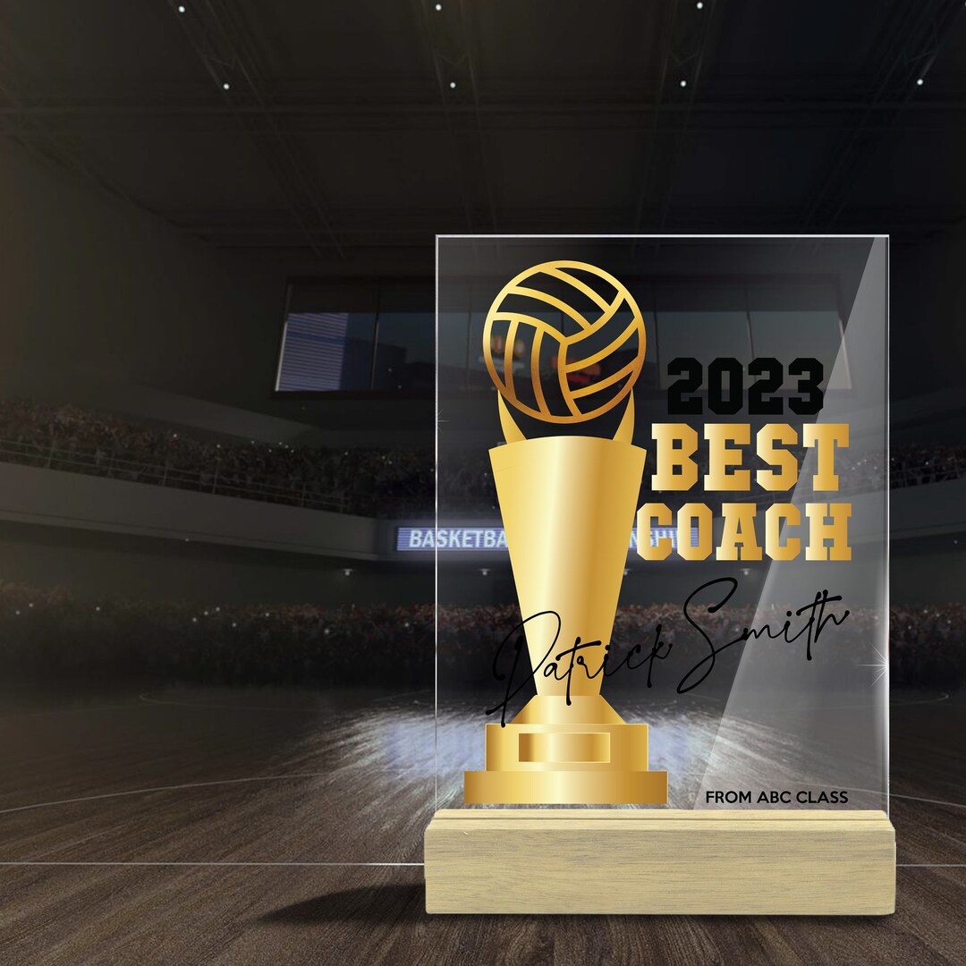 Personalised Best Netball Coach Acrylic Trophy Design Plaque With