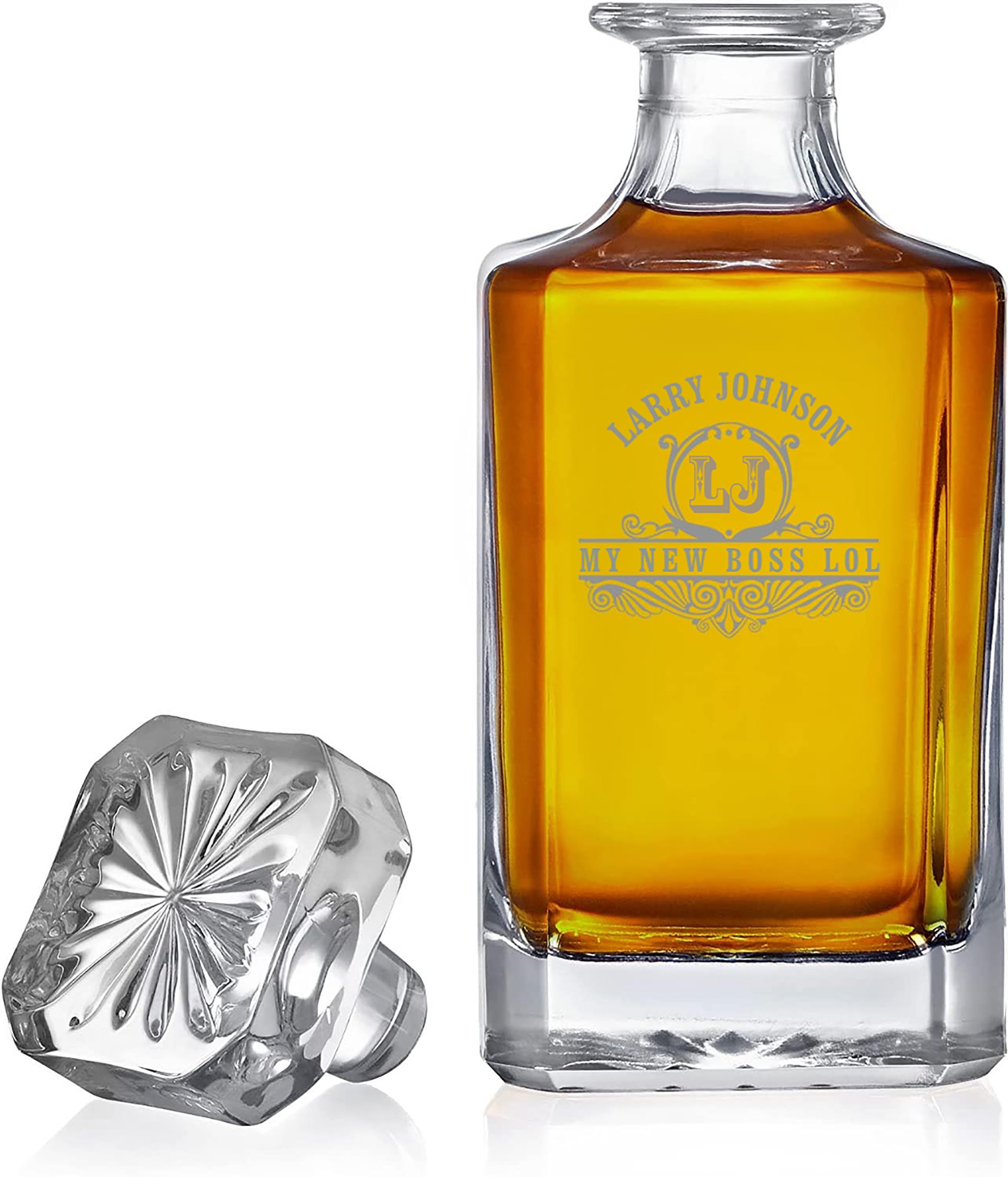 Old Western Engraved Whiskey Decanter in a Black Wooden Gift Etsy