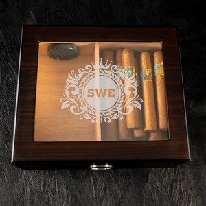 Engraved Monogram - Corporate Business Personalised Cigar Humidor - 6 Design - Corporate Gifts, Office Gifts, Employee Gifts, Boss Gift