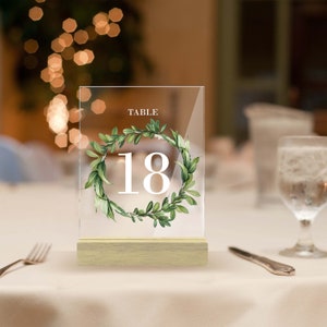 Round Green Leaves Wedding Table Numbers, Nature-Inspired & Versatile,Wedding Table Decor, Custom Wedding Décor, Custom Wedding Table Number