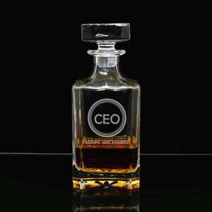 Three Circle Monogram Engraved Empire Whiskey Decanter, Corporate Gifts, Office Gifts, Employee Gifts, Boss Gifts, Client Gifts