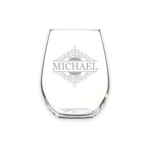 Engraved Monogram Stemless Wine Glass - Corporate Business, Corporate Gifts, Office Gifts, Employee Gifts, Boss Gifts, Client Gifts