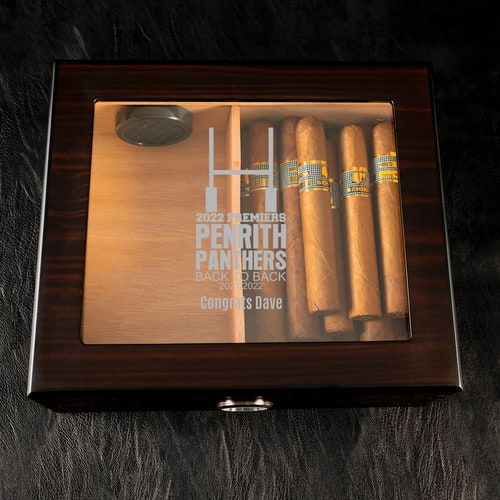 Cigar shops Aficionado Penrith Panthers Rugby Goals Engraved Cigar Humidor