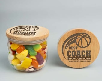 Sports Coach Lolly Jar - Basketball, Tennis, Soccer or Swimming, Custom Coach gift, Best Coach Gift, Coach Appreciation