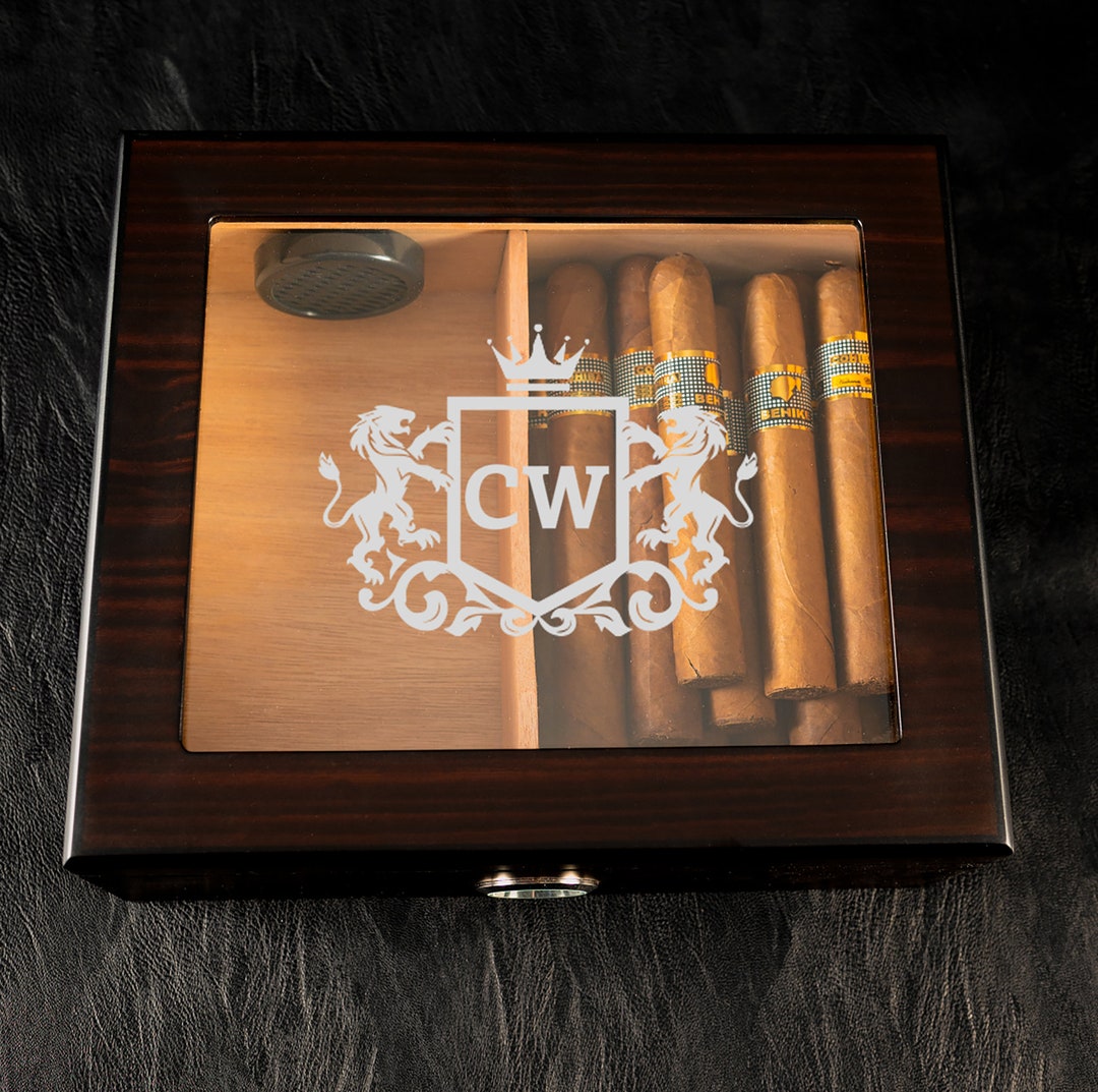Royal Seal Engraved Cigar Humidor, Gifts for Him, Gifts for Husband