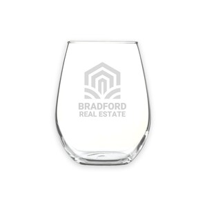 Engrave Your Own Real Estate Logo - Choice of Wine and Champagne Glasses, Corporate Gifts, Office Gifts, Employee Gifts, Boss Gifts