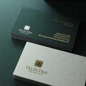 Tarjetas de presentación, papel verde fantasía, tarjeta de presentación premium, papel negro fantasía, impresión dorada, enlucido dúplex, diseño personalizado