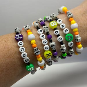 Halloween Kandi! - Kandi Singles, Mystery order, Halloween beaded Bracelets, Festive jewelry, Elastic Beaded Bracelets, skull bracelets