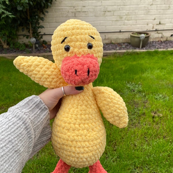 Plush cuddly Duck gift /Personalised Handmade/Crocheted soft stuffed animal toy