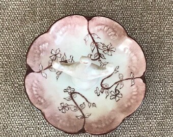 Old trinket dish hand painted by Joy Cropper - 1982