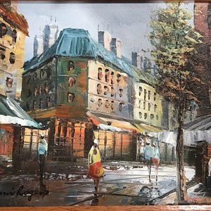 Framed Oil painting by Henri Rogers - French Paris Street Scenery