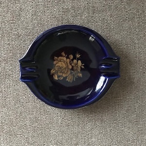 Vintage Hungarian cobalt blue Hollohaza ashtray