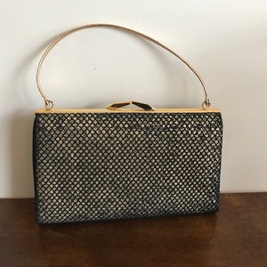 Vintage Clothfair of London bag - black & gold mesh design from 90s