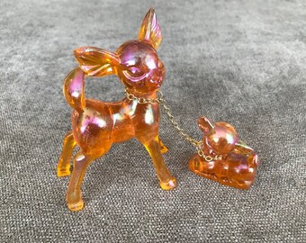 オレンジ色のプラスチック製の虹色のバンビの置物 - Etsy 日本